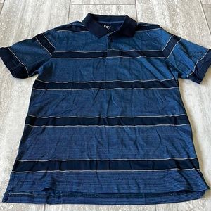 R & R ,Small,blue and black polo shirt,6 inches opening with buttons for men